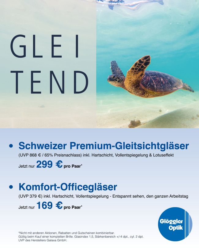 Gl&ouml;ggler Optik Aktion Gleitsicht- und Officegl&auml;ser im Angebot